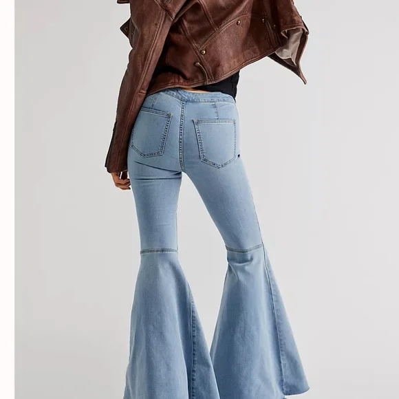Free People Just Float On Flare Blue  Jeans - Picture 4 of 7